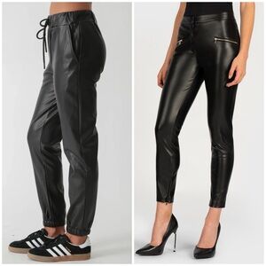 2x1 Black Faux Leather Pants